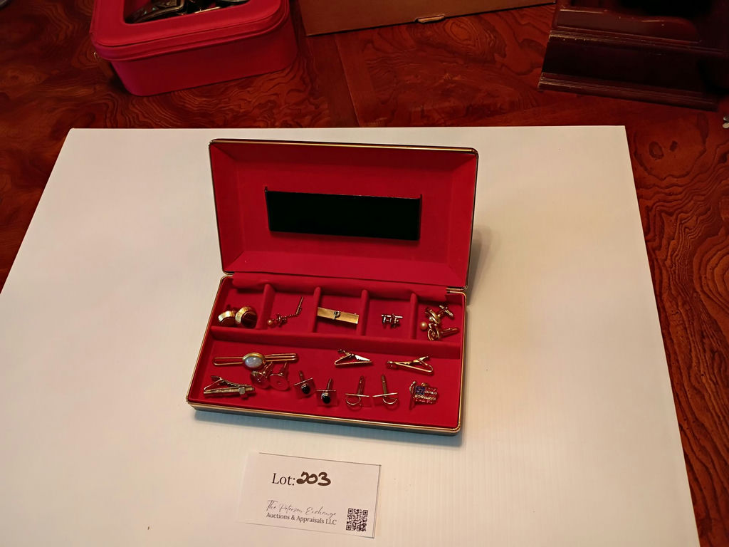 Assorted Cufflinks and Tie Clips in Display Case - image 1 of 8