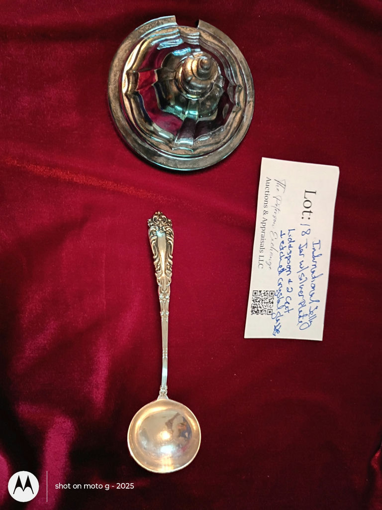 Crystal Jar with Silver-Plated Lid, Spoon, and Two Etched Crystal Glasses - image 2 of 4