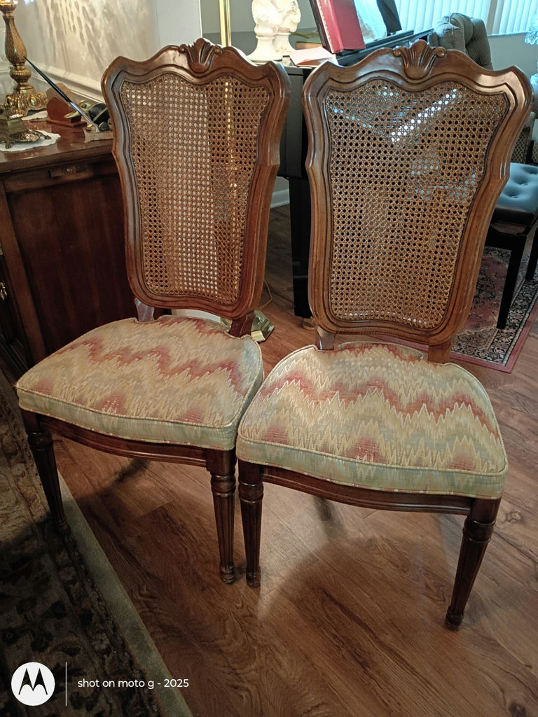 Wood Dining Table and Six Cane-Back Chairs - image 4 of 15