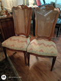 Wood Dining Table and Six Cane-Back Chairs - thumbnail 4 of 15