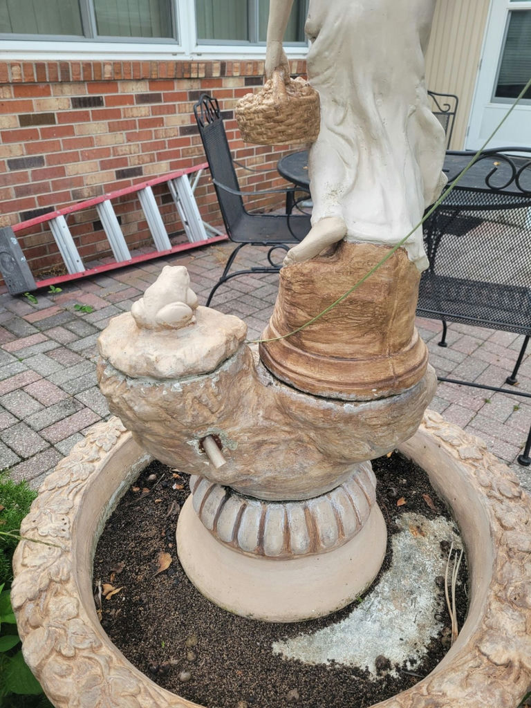 Decorative Garden Fountain with Woman Statue and Frog Figure - image 6 of 8