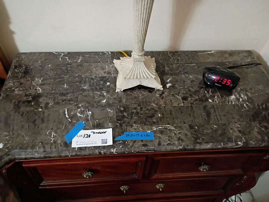 Wooden Nightstand with Marble Top - image 4 of 4