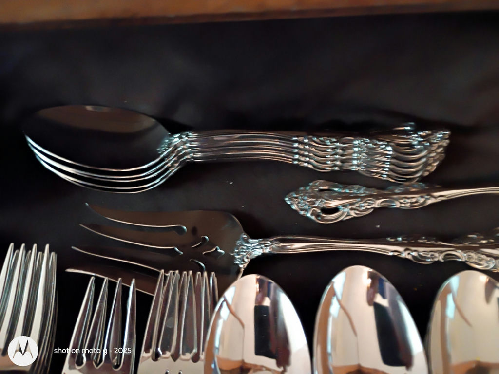 Ornate Silver-Tone Flatware Set - image 3 of 10