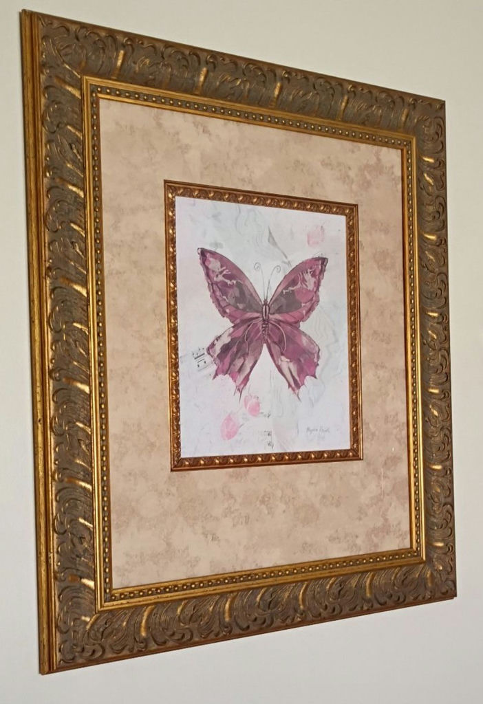 Framed Butterfly Wall Art with Two Decorative Wall Shelves - image 2 of 5