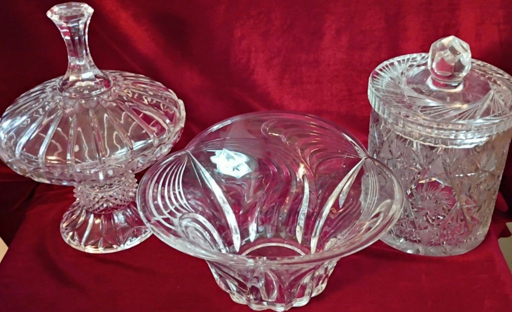 Assorted Cut Glass Decorative Containers and Bowl - image 1 of 4