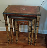 Set of Three Floral Painted Nesting Tables - thumbnail 5 of 6