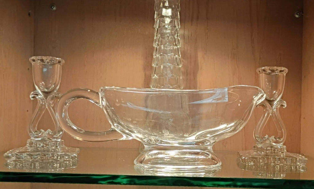 Clear Glass Stemware, Candle Holders, and Serving Dish - image 3 of 3