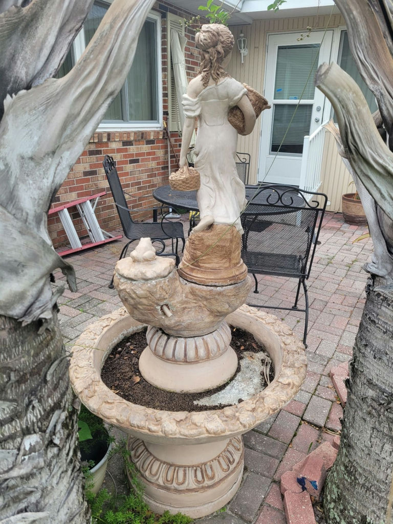 Decorative Garden Fountain with Woman Statue and Frog Figure - image 8 of 8