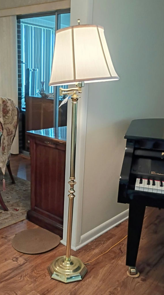 Brass Floor Lamp with White Shade - image 1 of 5