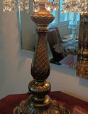 Ornate Brass Table Lamp with Crystal Beaded Shade - thumbnail 4 of 6