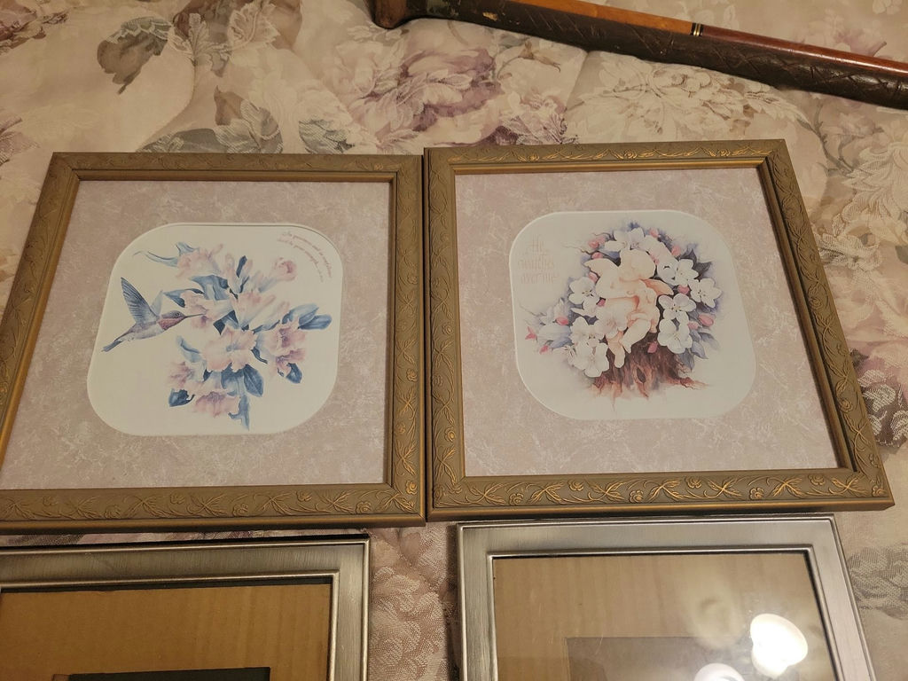 Assorted Framed Floral and Bird Wall Art with Empty Picture Frames - image 6 of 6