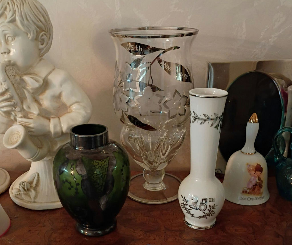 Decorative Figurines, Vases, Bells, and Floral Arrangement - image 4 of 6