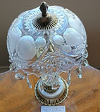 Crystal and Marble Table Lamp with Hanging Prisms - thumbnail 3 of 4