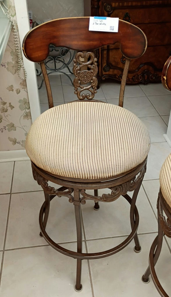 Pair of Upholstered Swivel Bar Stools - image 2 of 5