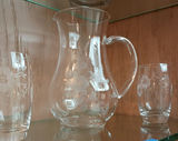 Glass Pitcher, Two Drinking Glasses, and Five Glass Candle Holders - thumbnail 5 of 5