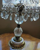 Crystal and Marble Table Lamp with Hanging Prisms - thumbnail 2 of 4