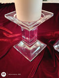 Pair of Glass Candle Holders with White Pillar Candles - thumbnail 3 of 4