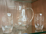 Glass Pitcher, Two Drinking Glasses, and Five Glass Candle Holders - thumbnail 3 of 5
