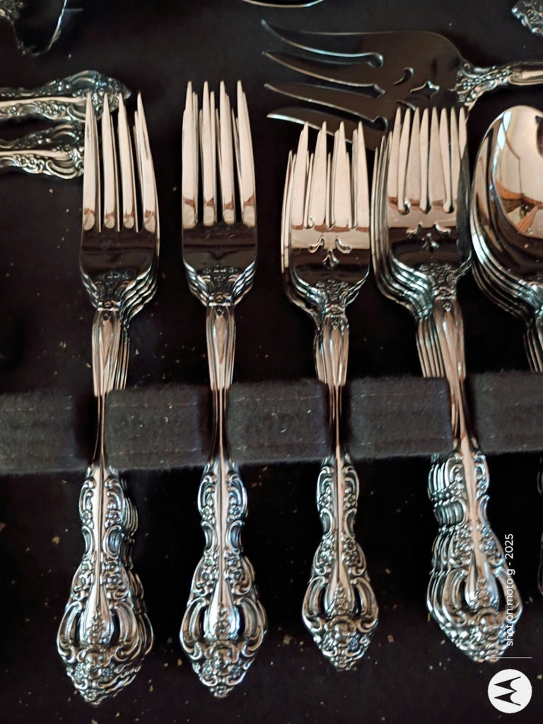 Ornate Silver-Tone Flatware Set - image 5 of 10
