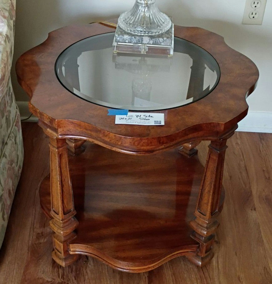 2 Wood Side Table with Glass Insert Top - image 1 of 7