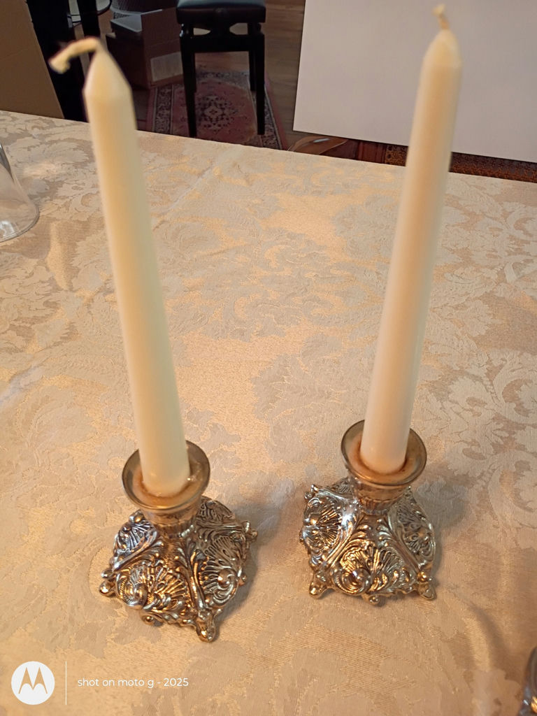 Silver-Tone Tea Service Set with Trays, Candlesticks, and Shakers - image 3 of 6
