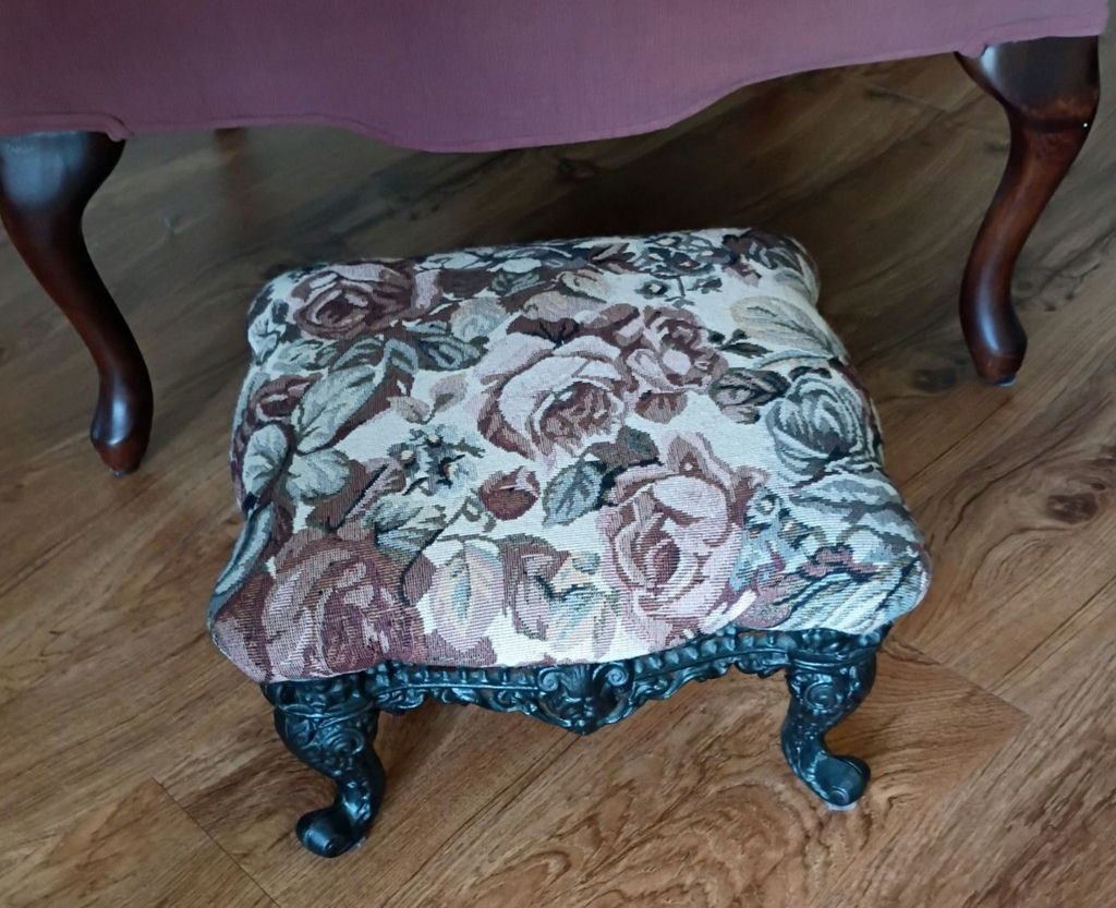 La-Z-Boy Wingback Chair and Floral Footstool - image 2 of 6