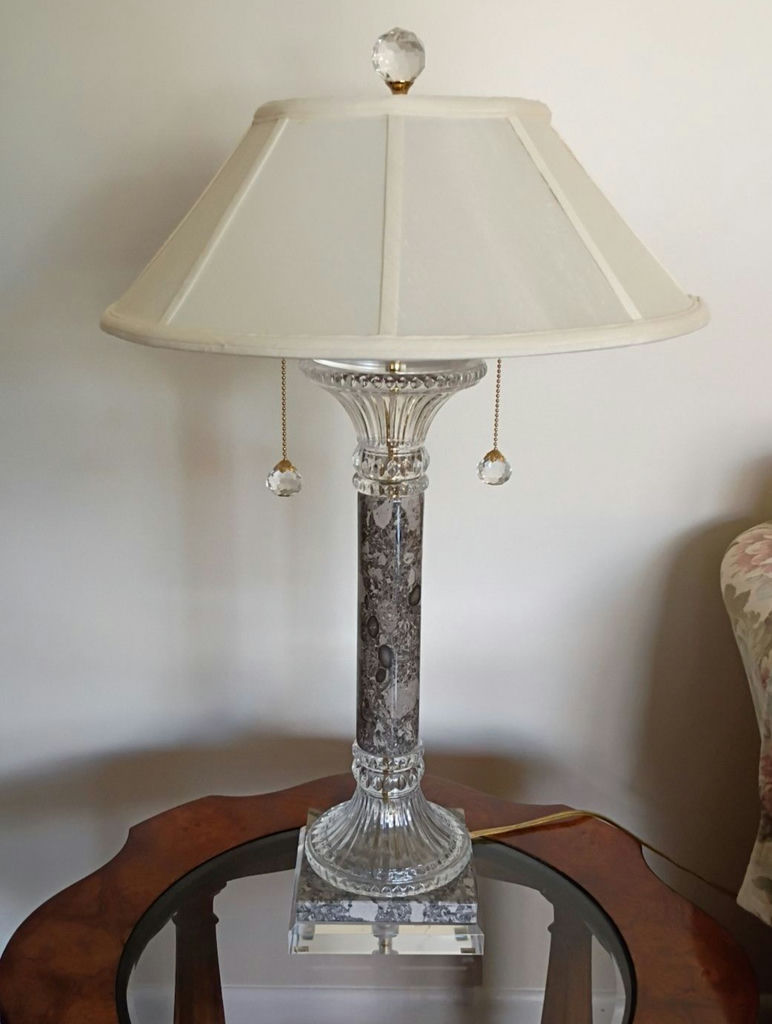 3 Marble and Crystal Table Lamps - image 9 of 10