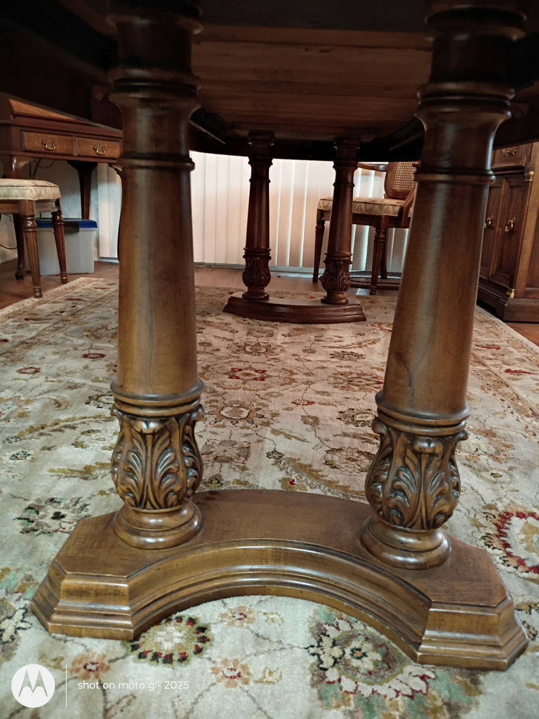 Wood Dining Table and Six Cane-Back Chairs - image 12 of 15