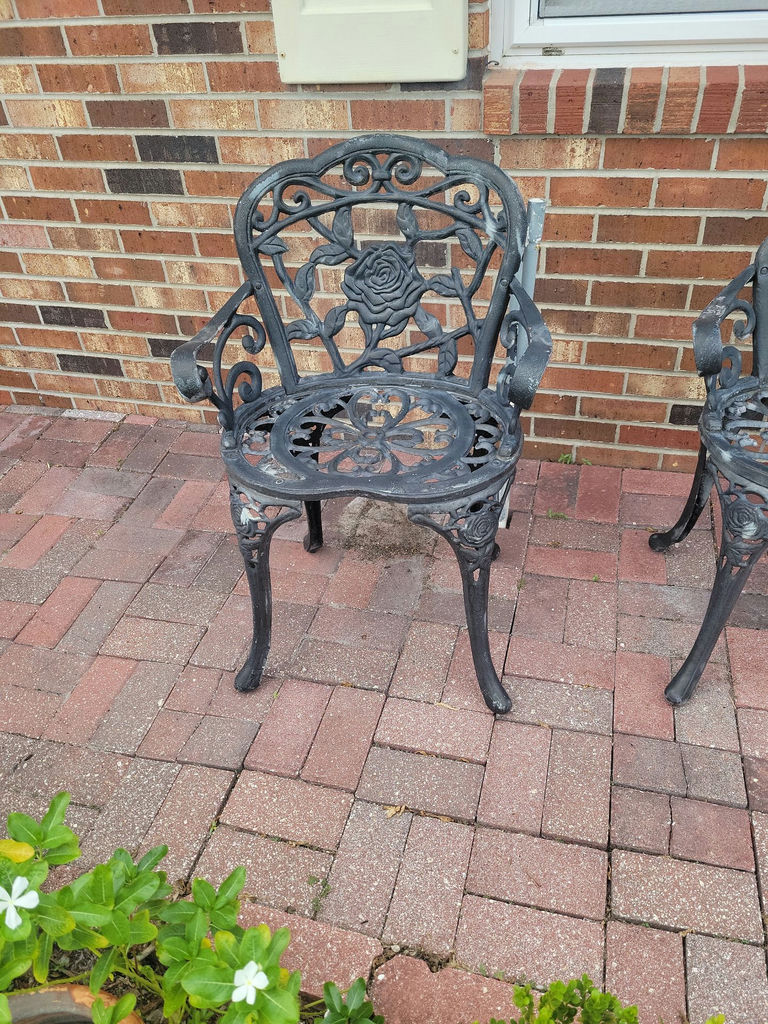 Ornate Metal Patio Bench and Chair - image 3 of 4