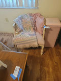 Upholstered Bench, Wicker Hamper, Throw Blanket, and Curtain Valance - thumbnail 3 of 5