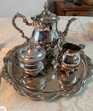 Silver-Tone Tea Service Set with Trays, Candlesticks, and Shakers - thumbnail 6 of 6