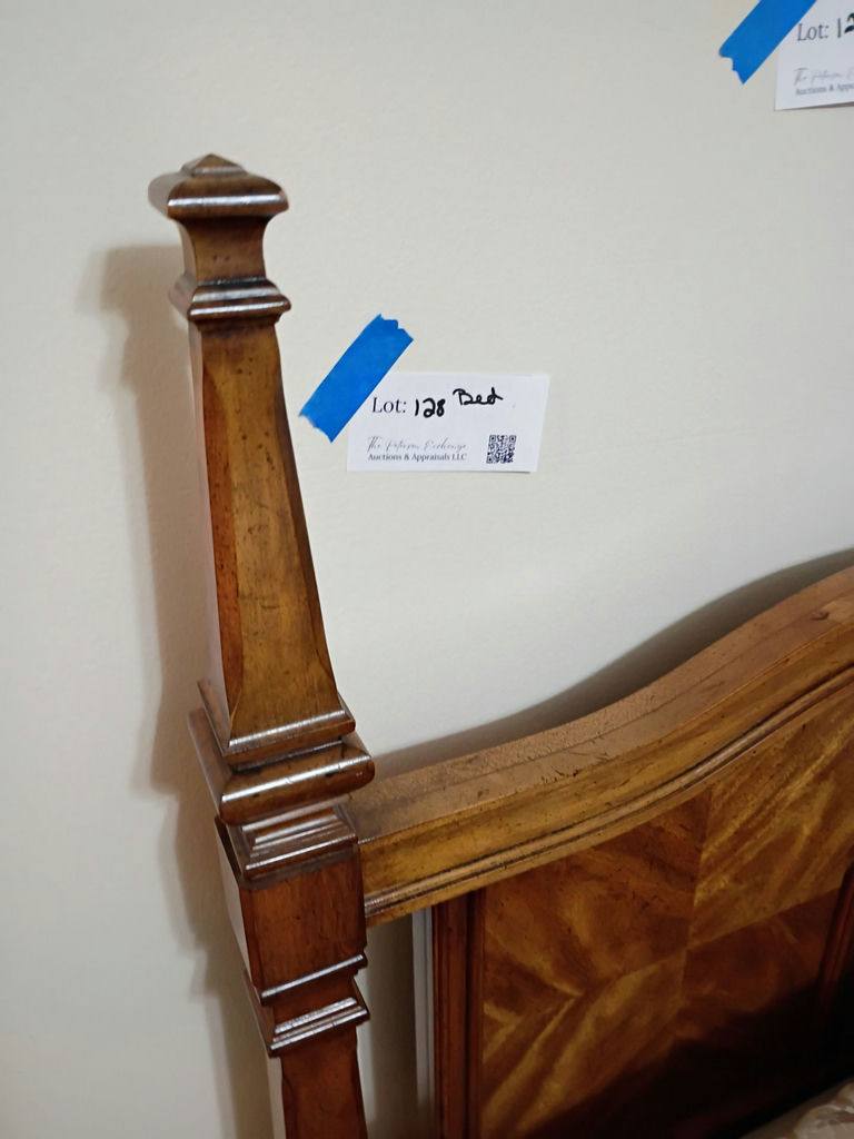 Wooden Bed Frame with Floral Bedding - image 4 of 4
