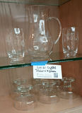 Glass Pitcher, Two Drinking Glasses, and Five Glass Candle Holders - thumbnail 1 of 5