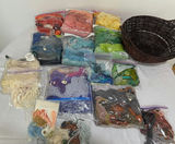 Assorted Yarn Skeins, Needlepoint Book, and Basket - thumbnail 1 of 2