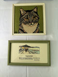 Three framed artworks: teddy bear cross-stitch, cat cross-stitch, and life-quote print - thumbnail 2 of 5