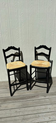 Two Shaker Counter stools with thatched seats. - Image 1 of 8