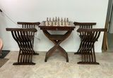 Vintage Renaissance Revival Savonarola Chess Set & Chairs - thumbnail 1 of 8