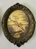 Small Antique Art Items And A Metal Mirror - thumbnail 4 of 9