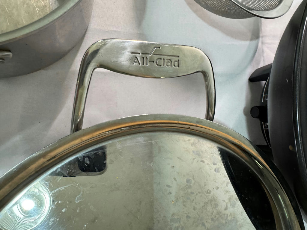 Assorted stainless steel cookware including All-Clad and Farberware pieces with Aroma electric wok - image 7 of 9