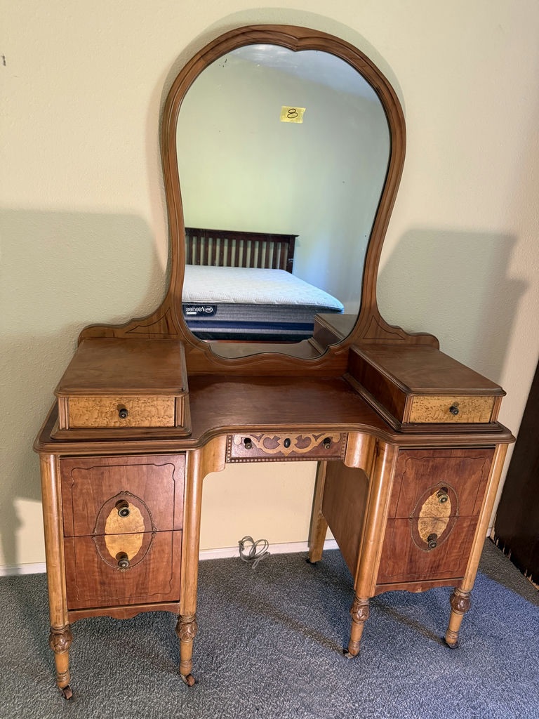 Antique vanity with arch mirror and drawers - image 1 of 10