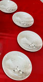 Vintage Japanese Kutani Eggshell Porcelain Tea & Dessert Set - Flying Cranes, 14-Pc - thumbnail 3 of 13