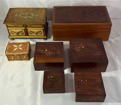Assorted Decorative Wooden Boxes - Image 1 of 7