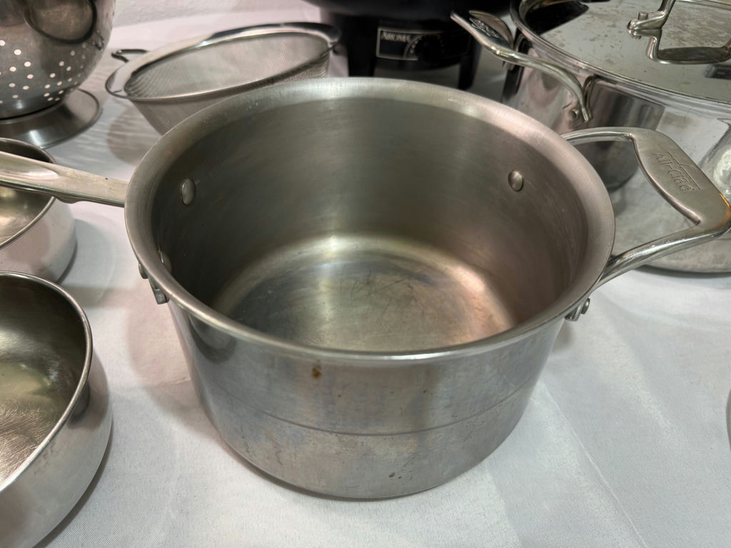 Assorted stainless steel cookware including All-Clad and Farberware pieces with Aroma electric wok - image 4 of 9