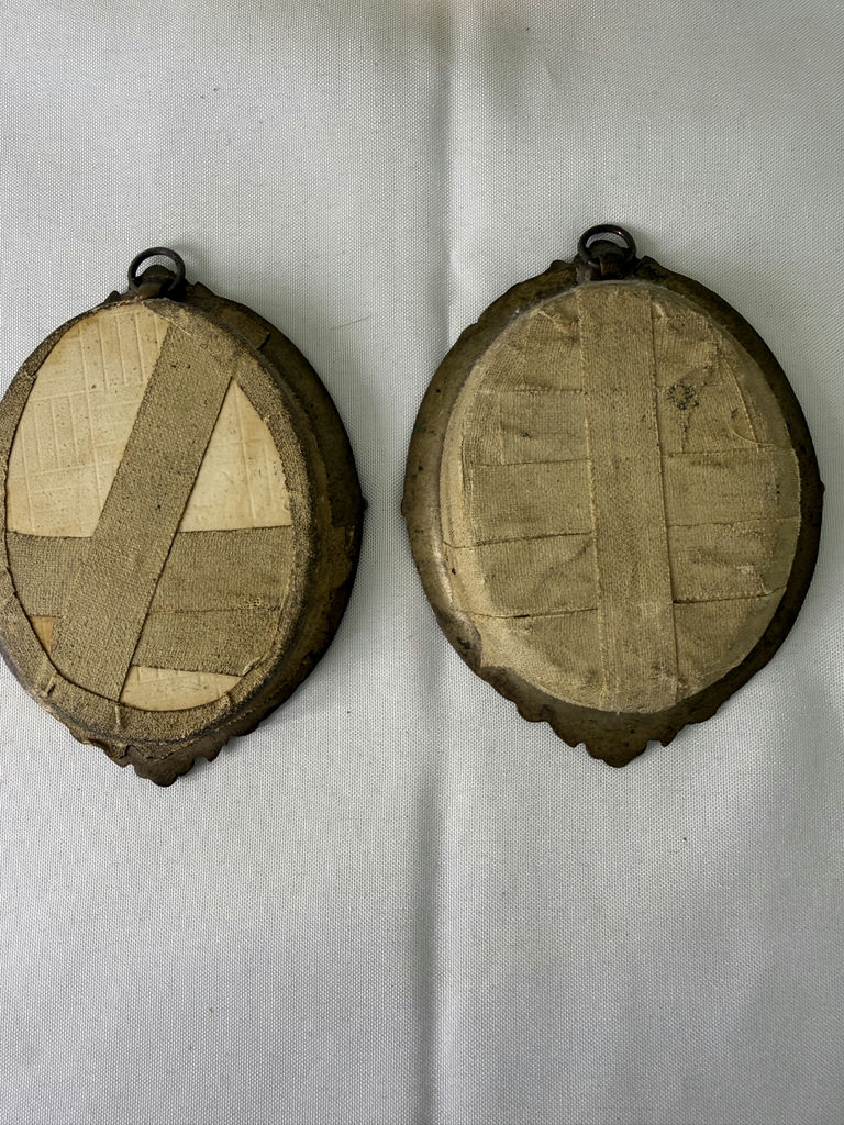 Small Antique Art Items And A Metal Mirror - image 6 of 9