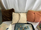 Needlepoint cushions, a woven basket, and a tapestry-top stool - thumbnail 3 of 7