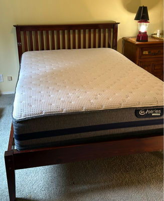 Wooden Bed frame, Serta Mattress - Image 1 of 7