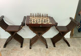 Vintage Renaissance Revival Savonarola Chess Set & Chairs - thumbnail 6 of 8