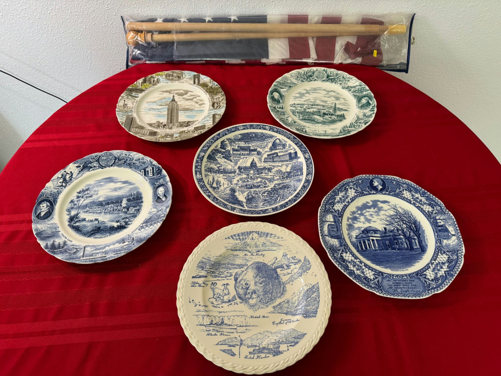 Americana Collectable Plate and Flag Set - image 1 of 15
