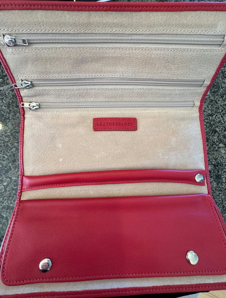 Red leather wallet and assorted jewelry making supplies - image 2 of 7