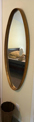 Oval Mirror And A Brass Trash Can - Image 1 of 4